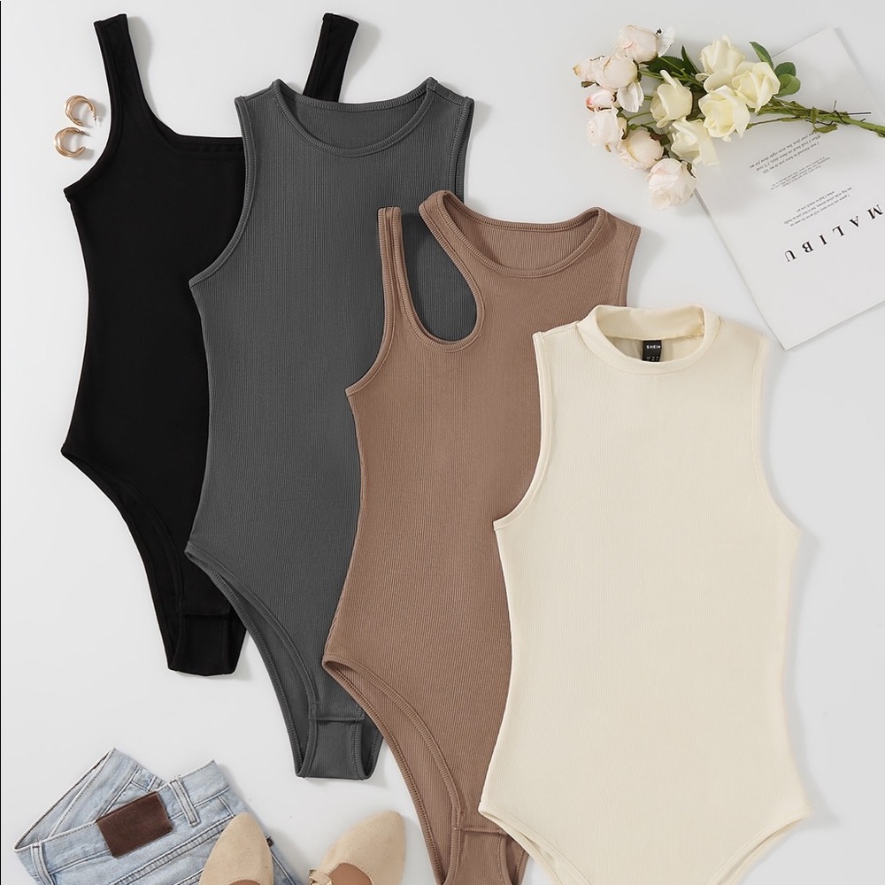 4 Piece Ribbed Bodysuits Set!!